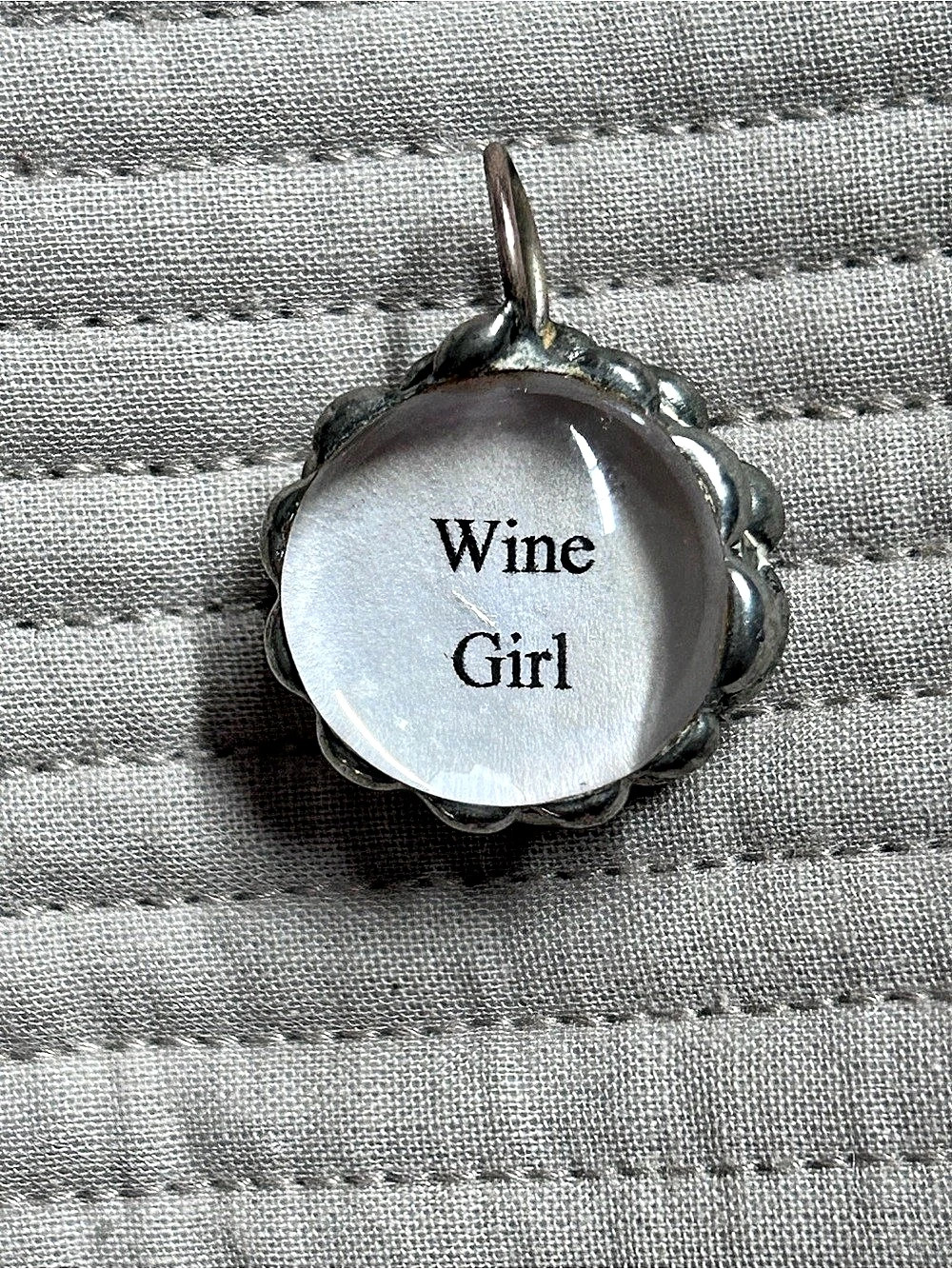 Silver-tone clear glass dome pendant charm